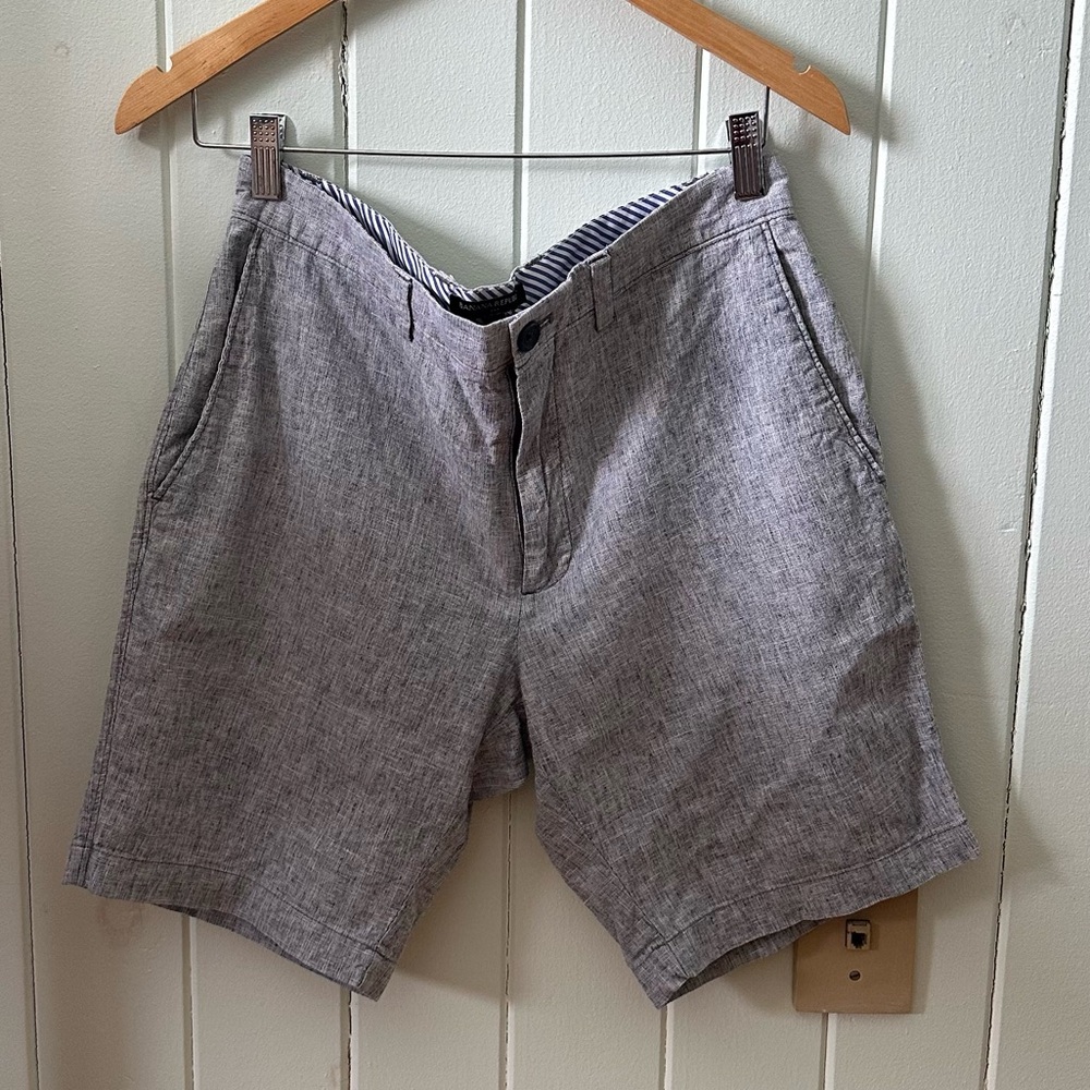 Banana Republic Factory Light Blue Linen & Cotton Blend Men's Shorts 31